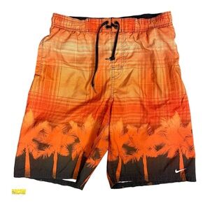 Nike Men’s Orange Plum Trees Swim Shorts Size Medium
